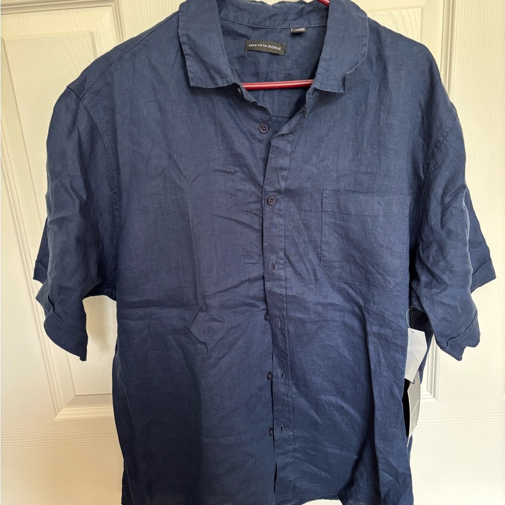 Saks Fifth Avenue Deep Blue Casual Button Down Shirt